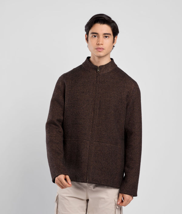 Zipped Front Reversible Jacket - mocha bisque and black