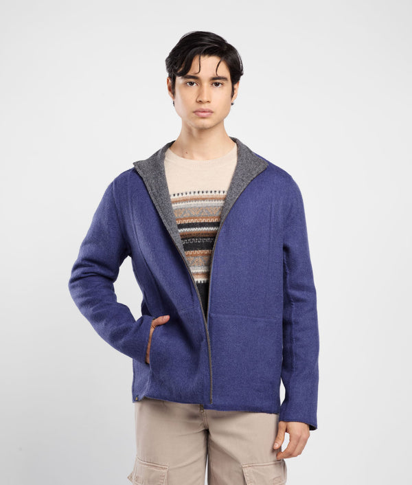 Zipped Front Reversible Jacket - december sky grey and skipper blue