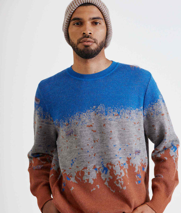Mediated Mens Sweater - Dazzling Blue And Redwood