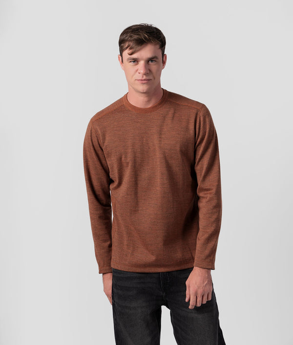 O Neck Sweater Circular - Dark Black And Terracotta