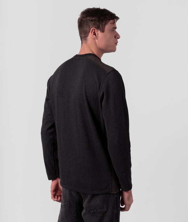O Neck Sweater Circular - Dark Black And Terracotta