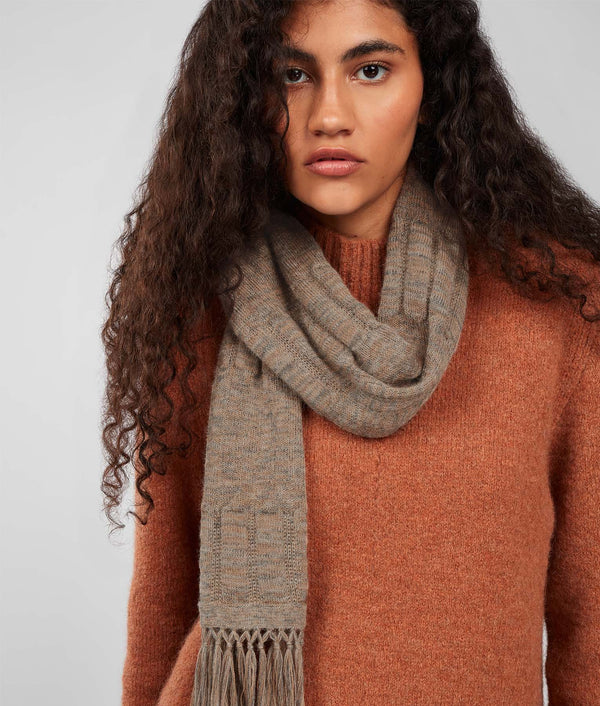 Ribbed Scarf with Long Fringe