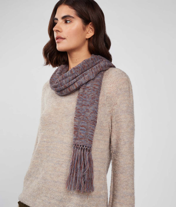 Ribbed Scarf with Long Fringe