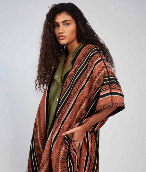 Poncho Festejo Reversible - Faded Rose And Mushroom