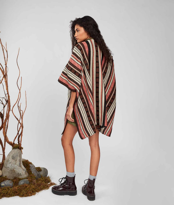 Poncho Festejo Reversible - Faded Rose And Mushroom