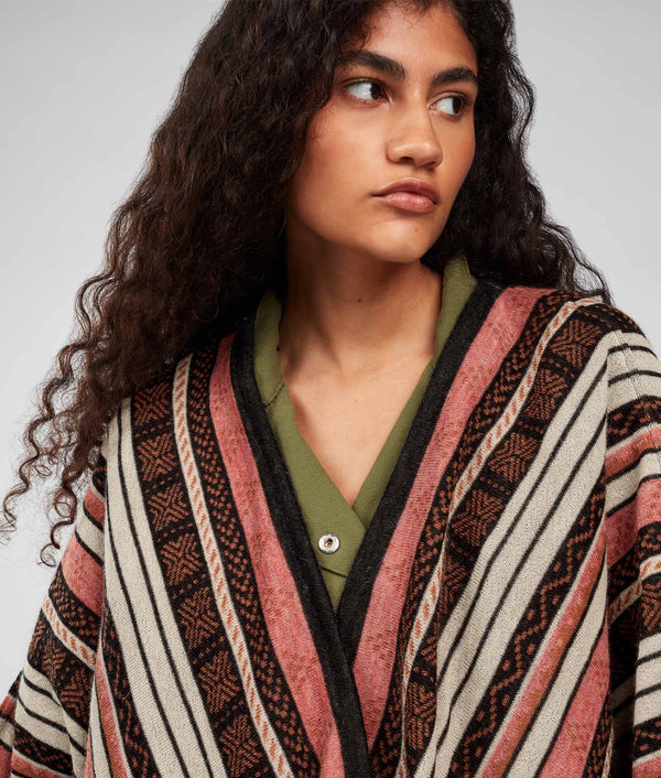 Poncho Festejo Reversible - Faded Rose And Mushroom