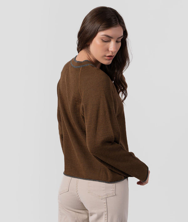 Elise Reversible Cardigan - Charcoal Grey And Coffee Brown