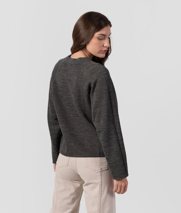 Elise Reversible Cardigan - Charcoal Grey And Coffee Brown