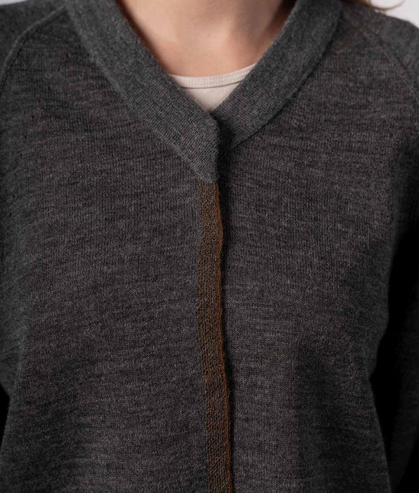 Elise Reversible Cardigan - Charcoal Grey And Coffee Brown
