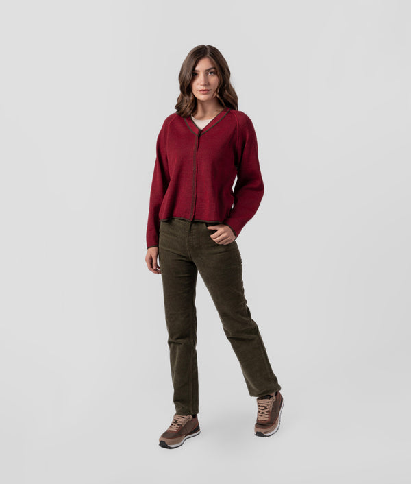 Elise Reversible Cardigan - Burgundy Red And Chocolate Brown