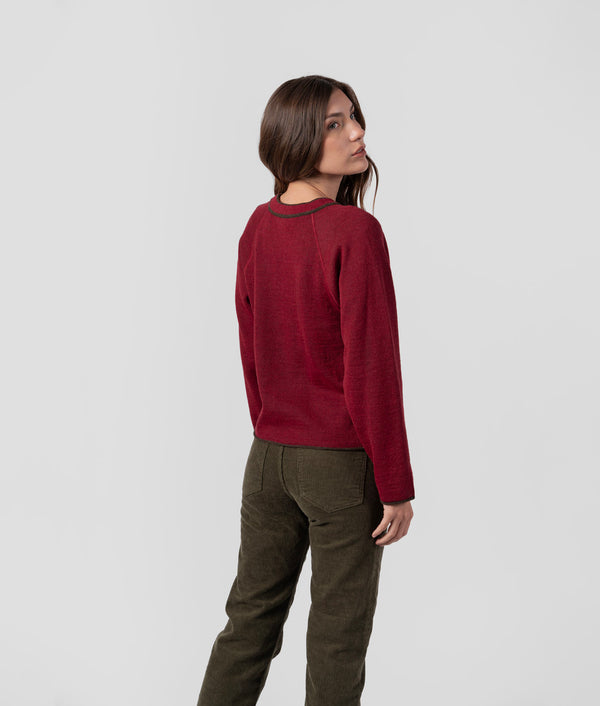Elise Reversible Cardigan - Burgundy Red And Chocolate Brown
