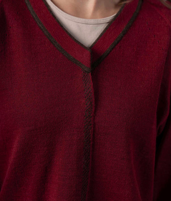 Elise Reversible Cardigan - Burgundy Red And Chocolate Brown