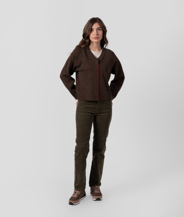 Elise Reversible Cardigan - Burgundy Red And Chocolate Brown