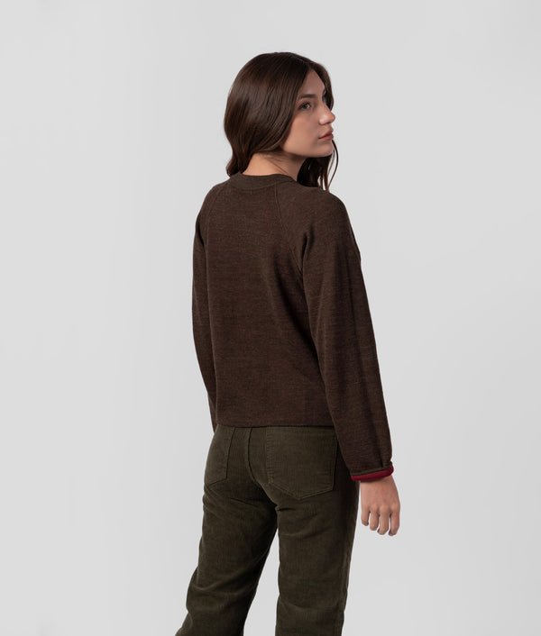 Elise Reversible Cardigan - Burgundy Red And Chocolate Brown