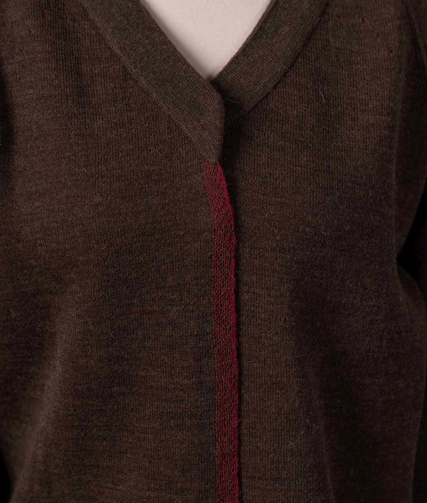 Elise Reversible Cardigan - Burgundy Red And Chocolate Brown