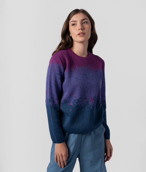 Mediated Edited Crew Neck Sweater - Deep Purple Y Lavender