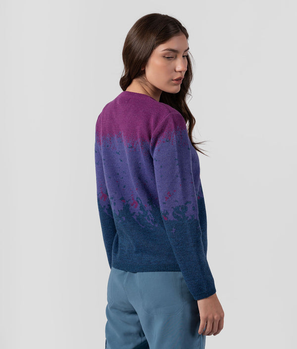 Mediated Edited Crew Neck Sweater - Deep Purple Y Lavender