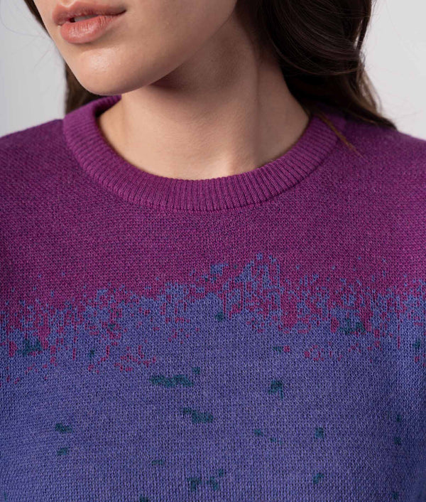 Mediated Edited Crew Neck Sweater - Deep Purple Y Lavender