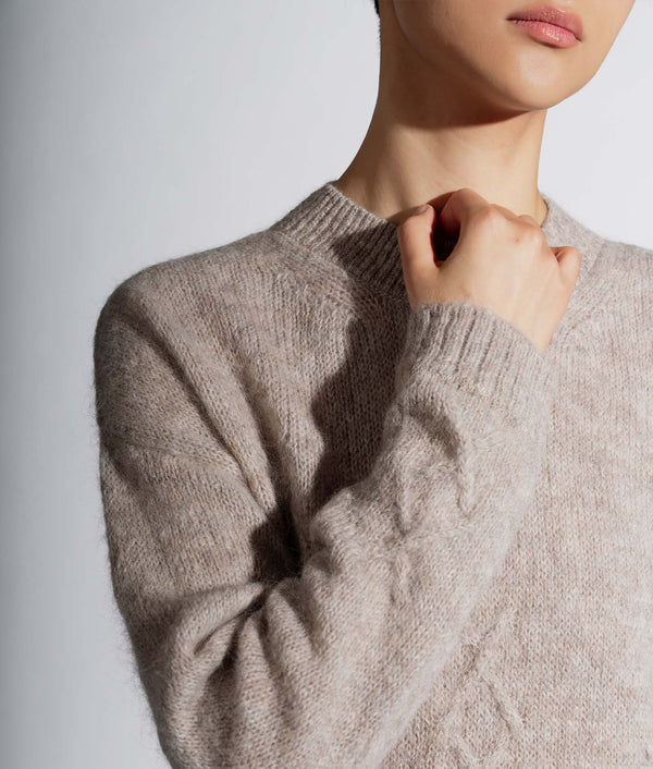 Undefined Aran & Jersey Mock Neck Sweater