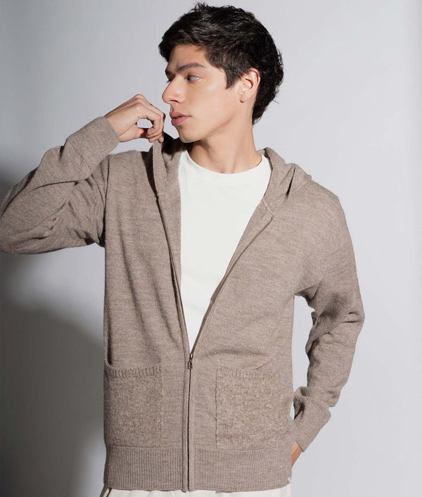 Mens Zipped Front Cardigan With Hood