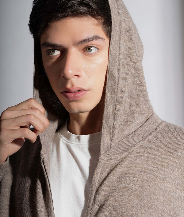 Mens Zipped Front Cardigan With Hood