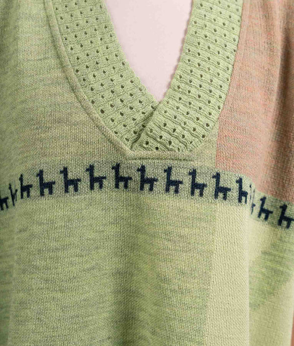 Los Logos Poncho - Light Green And Blush Beige