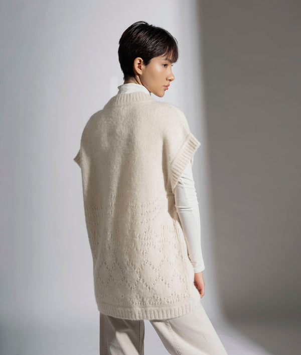 Eyelet Detailed Vee Neck Poncho