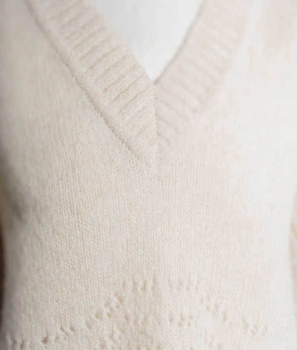 Eyelet Detailed Vee Neck Poncho