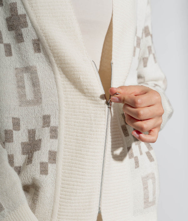 Zipped Front Neck Cardigan