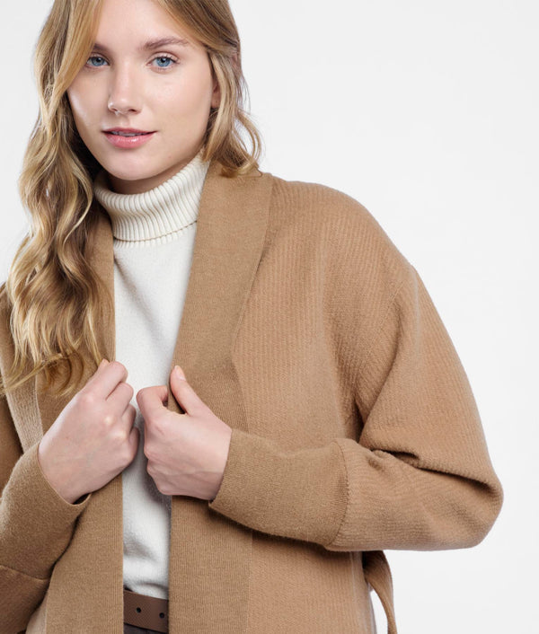 Long Wrap Coat - tabaco brown