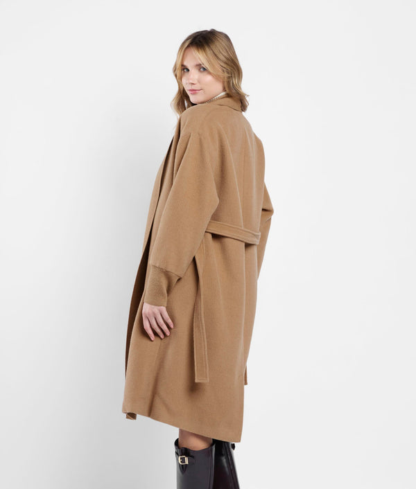 Long Wrap Coat - tabaco brown