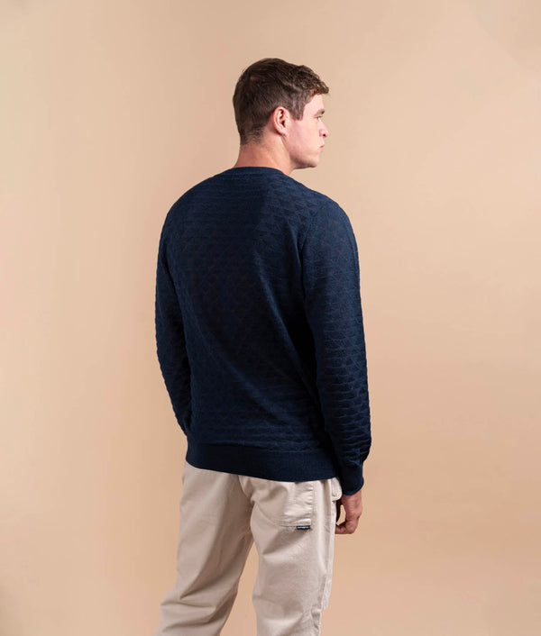 Los Angulos Crew Neck Men's Sweater- navy blue