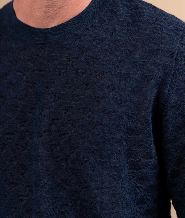 Los Angulos Crew Neck Men's Sweater- navy blue