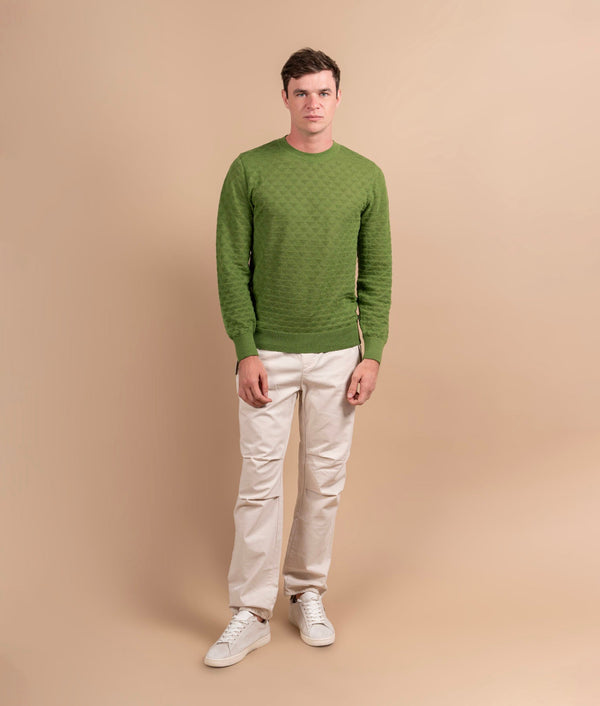 Los Angulos Crew Neck Men's Sweater - leaf green