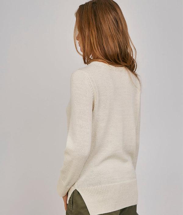 Long Basic Sweater - Antique White