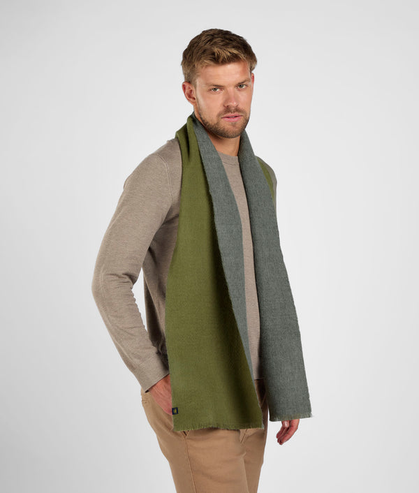 Double Face Scarf - Olive Green and Charcoal Gray