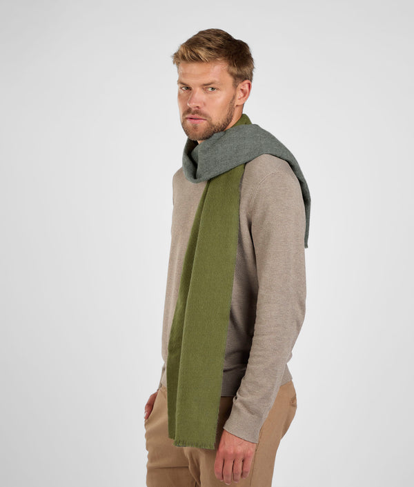 Double Face Scarf - Olive Green and Charcoal Gray