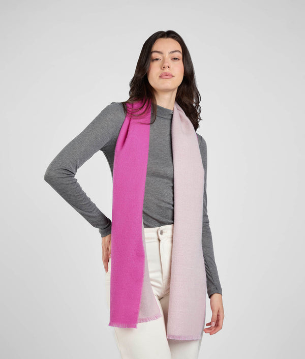 Double Face Scarf -  Fuchsia and Pale Pink