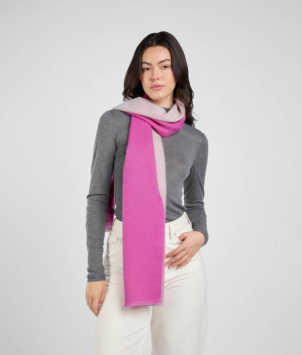 Double Face Scarf -  Fuchsia and Pale Pink