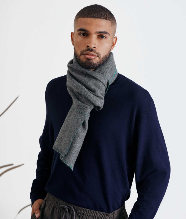 Double Face Scarf - Emerald And Dark Gray