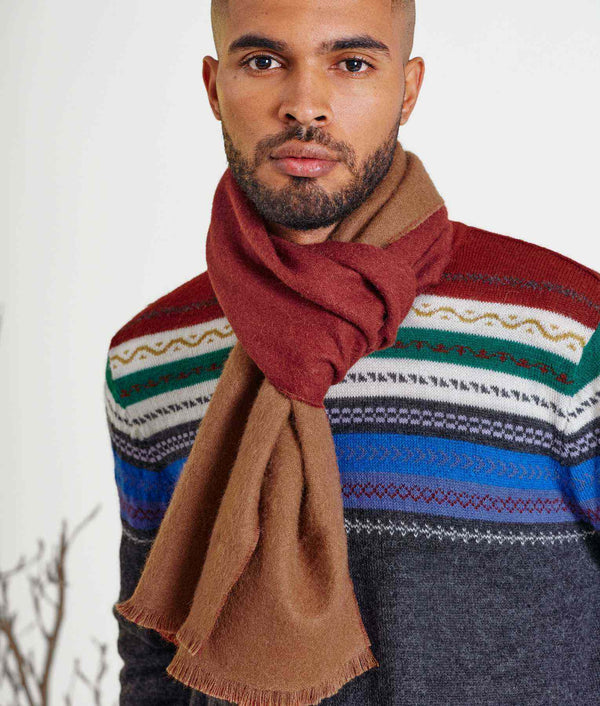 Double Face Scarf - Sundried Tomato And Antiquarian Brown