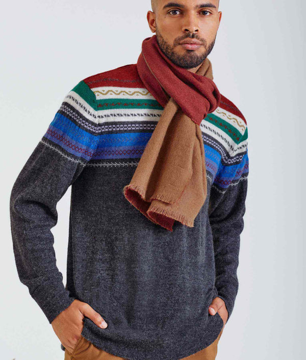 Double Face Scarf - Sundried Tomato And Antiquarian Brown