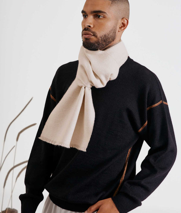 Double Face Scarf - Humus And Antique White