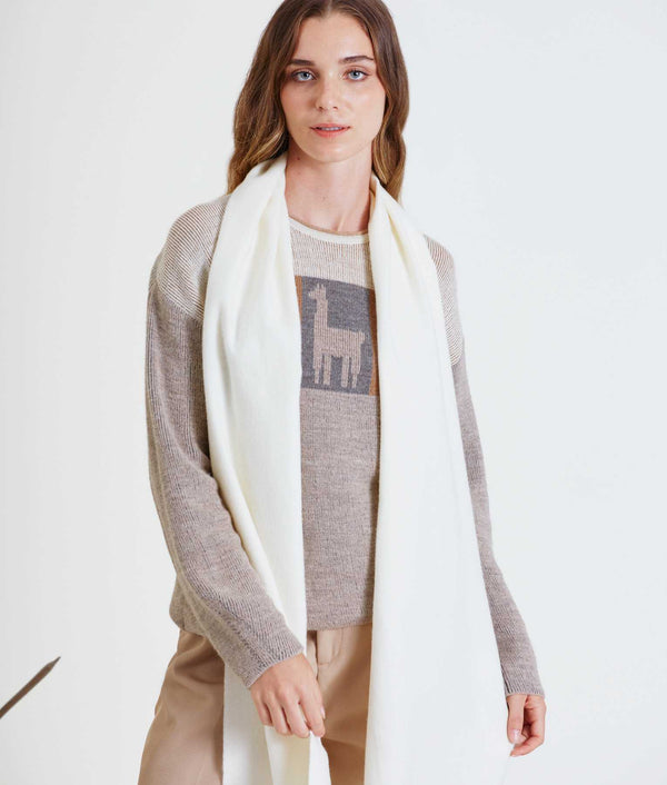Long Brushed Scarf - Antique White