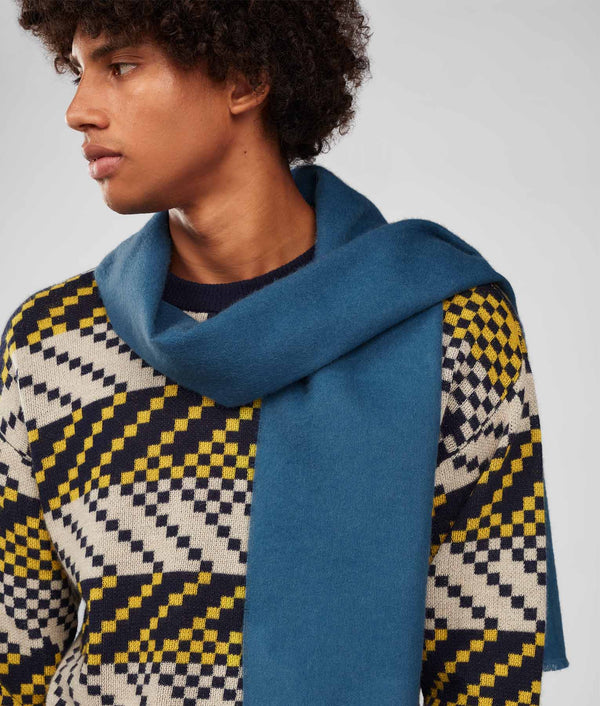 Long Brushed Scarf - Dark Blue