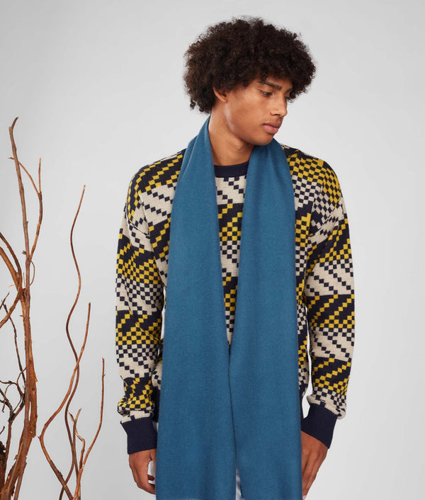 Long Brushed Scarf - Dark Blue