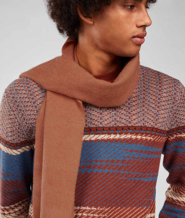 Long Brushed Scarf - Amber Brown