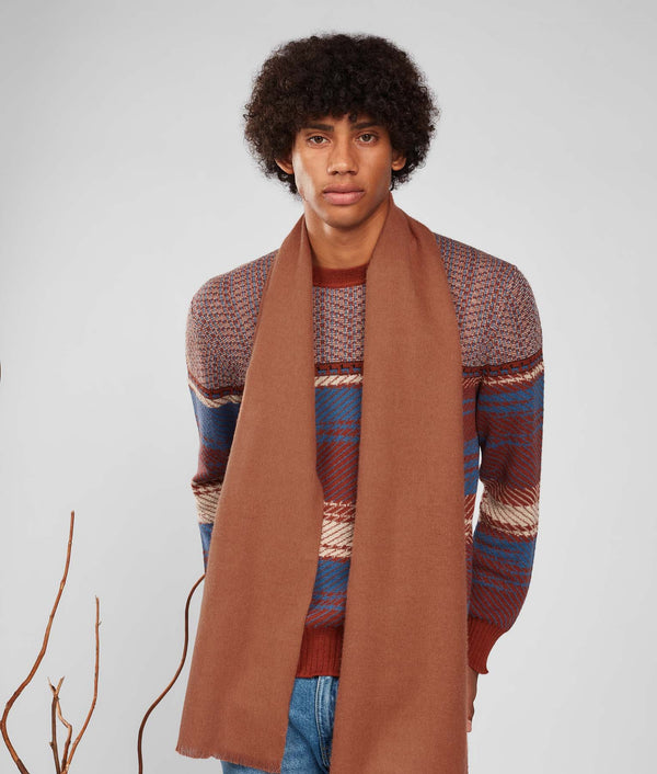 Long Brushed Scarf - Amber Brown