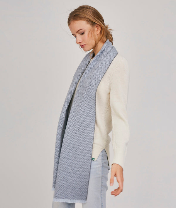 Little Espigas Motif Scarf - Dream Blue And Charcoal Gray