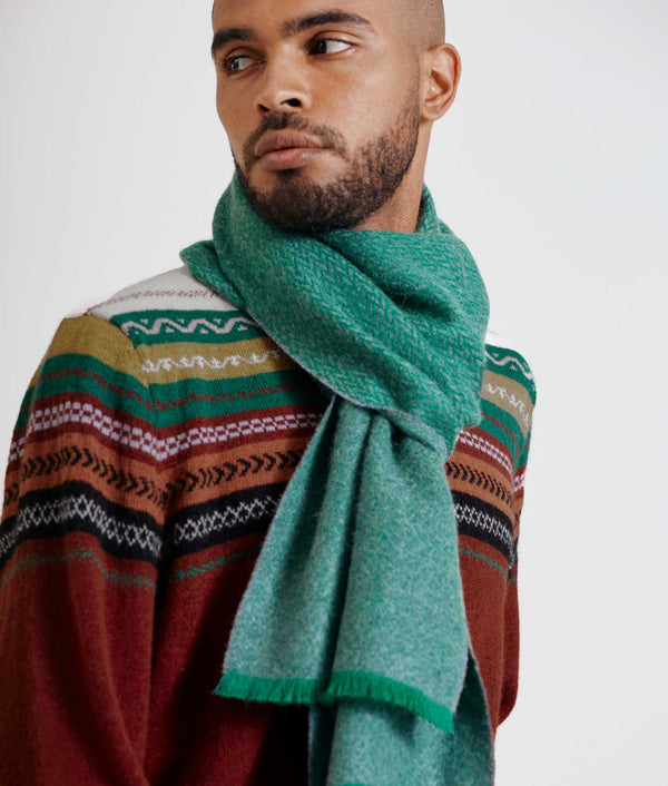 Little Espigas Motif Scarf - Emerald And Ultimate Gray